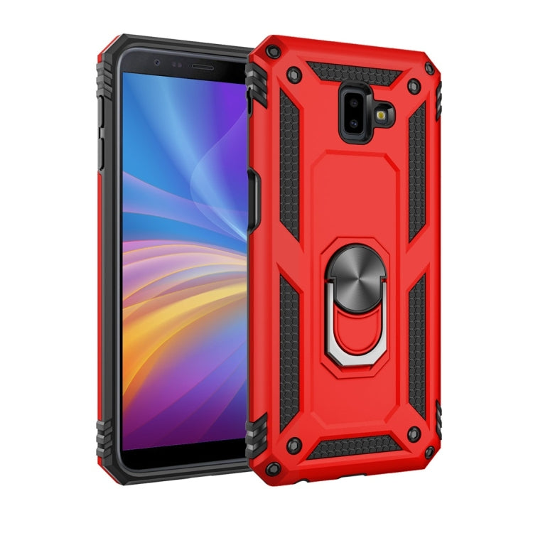 適用於三星 Galaxy J6 Plus TPU + PC盔甲防摔保護殼，帶360度旋轉支架