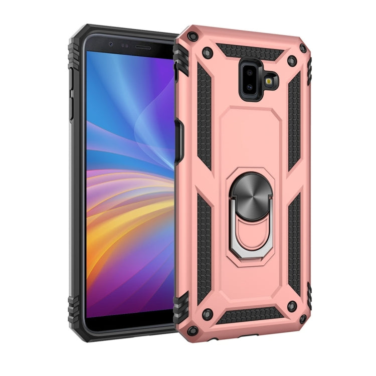 適用於三星 Galaxy J6 Plus TPU + PC盔甲防摔保護殼，帶360度旋轉支架