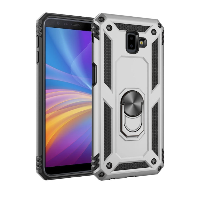 適用於三星 Galaxy J6 Plus TPU + PC盔甲防摔保護殼，帶360度旋轉支架