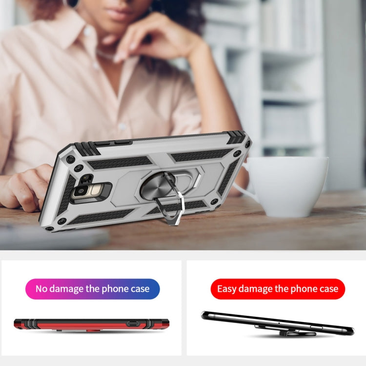 適用於三星 Galaxy J6  TPU + PC盔甲防摔保護殼，帶360度旋轉支架