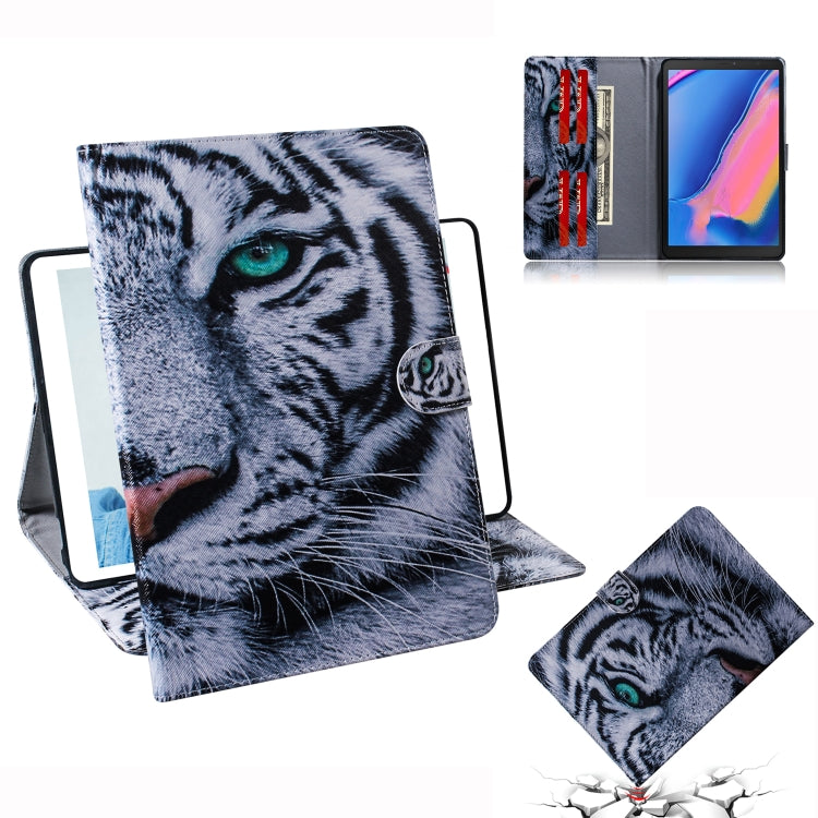 適用於三星 Galaxy Tab A 8  / P200 / P205 老虎圖案左右開皮套 帶支架&卡槽&錢包