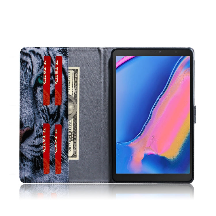 適用於三星 Galaxy Tab A 8  / P200 / P205 老虎圖案左右開皮套 帶支架&卡槽&錢包