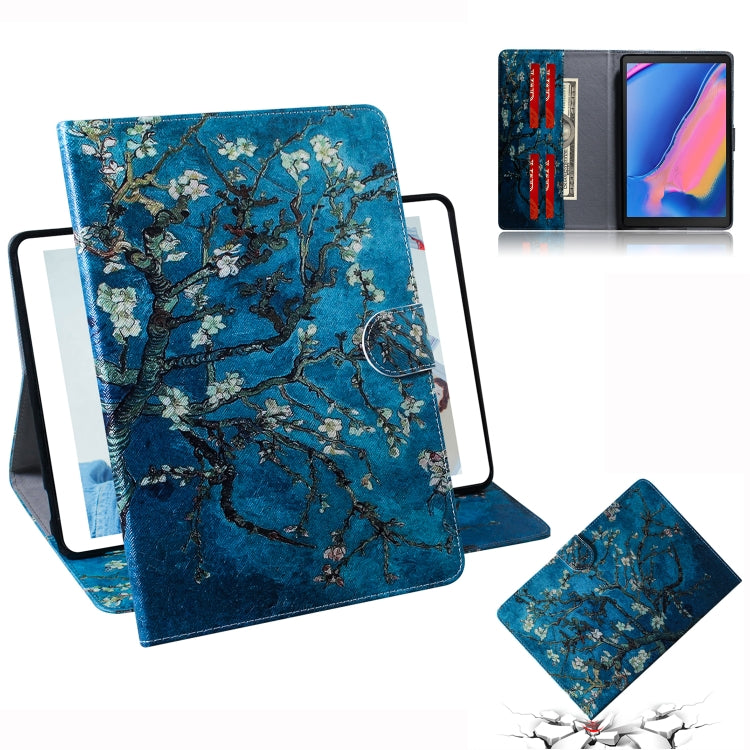 適用於三星 Galaxy Tab A 8  / P200 / P205 杏花圖案左右開皮套 帶支架&卡槽&錢包
