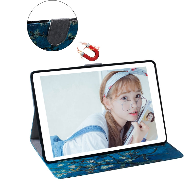適用於三星 Galaxy Tab A 8  / P200 / P205 杏花圖案左右開皮套 帶支架&卡槽&錢包