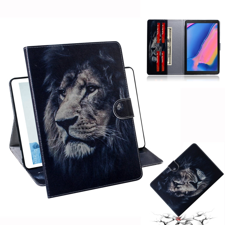 適用於三星 Galaxy Tab A 8  / P200 / P205 獅子圖案左右開皮套 帶支架&卡槽&錢包