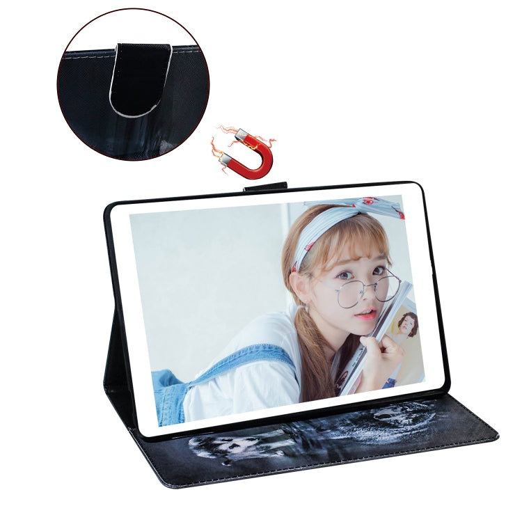 適用於三星 Galaxy Tab A 8  / P200 / P205 狼和狗圖案左右開皮套 帶支架&卡槽&錢包