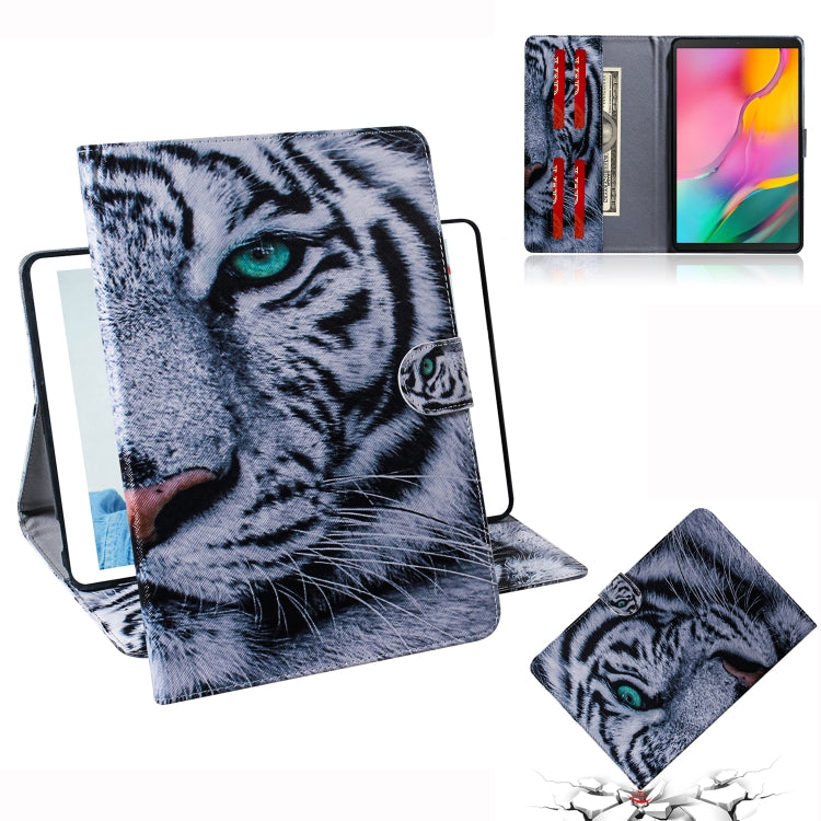 適用於三星 Galaxy Tab A 10.1  T510 / T515 老虎圖案左右開皮套 帶支架&卡槽&錢包