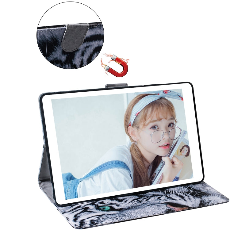 適用於三星 Galaxy Tab A 10.1  T510 / T515 老虎圖案左右開皮套 帶支架&卡槽&錢包