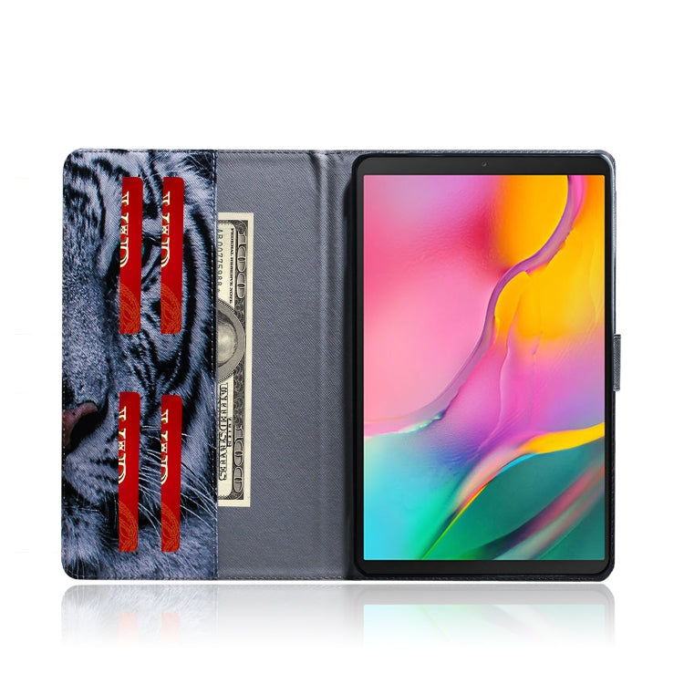 適用於三星 Galaxy Tab A 10.1  T510 / T515 老虎圖案左右開皮套 帶支架&卡槽&錢包