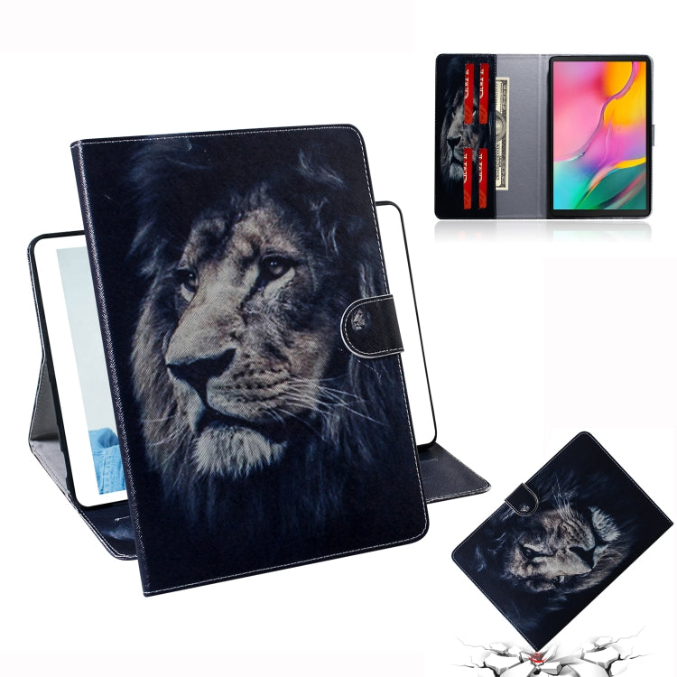 適用於三星 Galaxy Tab A 10.1  T510 / T515 獅子圖案左右開皮套 帶支架&卡槽&錢包