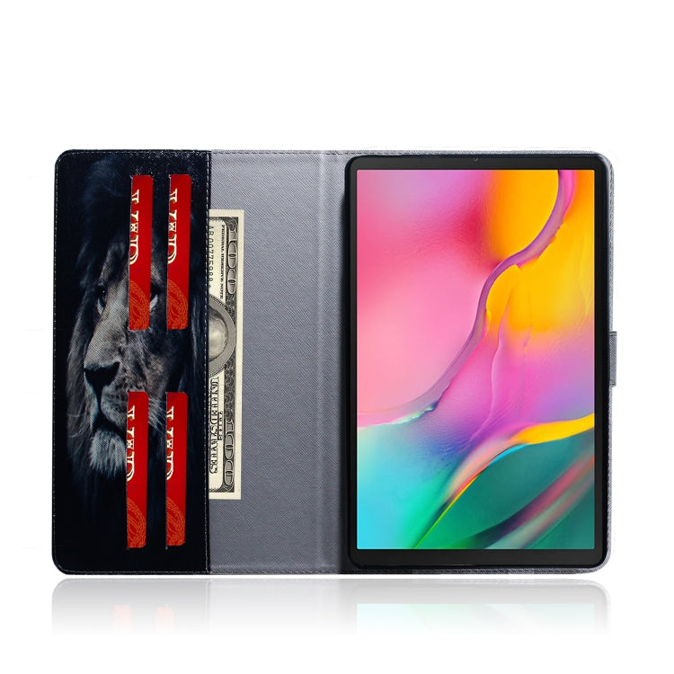 適用於三星 Galaxy Tab A 10.1  T510 / T515 獅子圖案左右開皮套 帶支架&卡槽&錢包