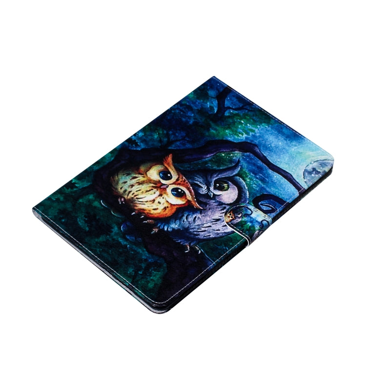 適用於三星 Galaxy Tab A 10.1  T510 / T515 油畫貓頭鷹圖案左右開皮套 帶支架&卡槽&錢包