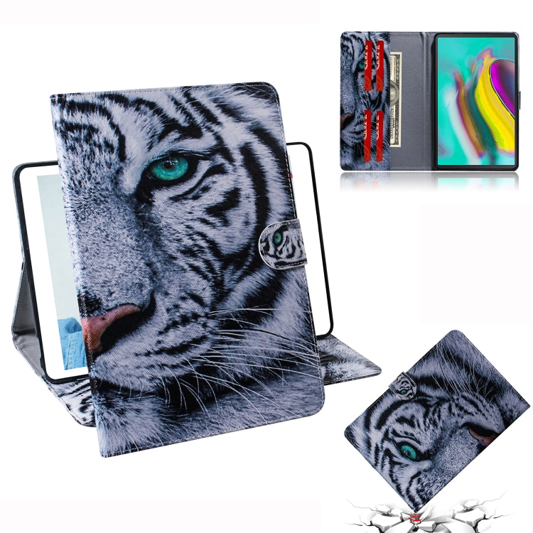 適用於三星 Galaxy Tab S5E T720 / T725 老虎圖案左右開皮套 帶支架&卡槽&錢包