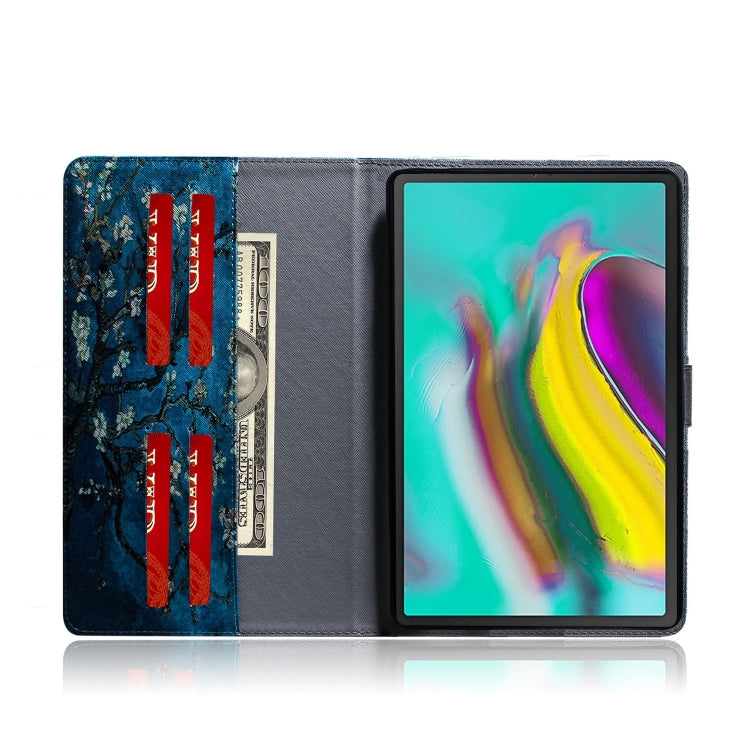 適用於三星 Galaxy Tab S5E T720 / T725  杏花圖案左右開皮套 帶支架&卡槽&錢包