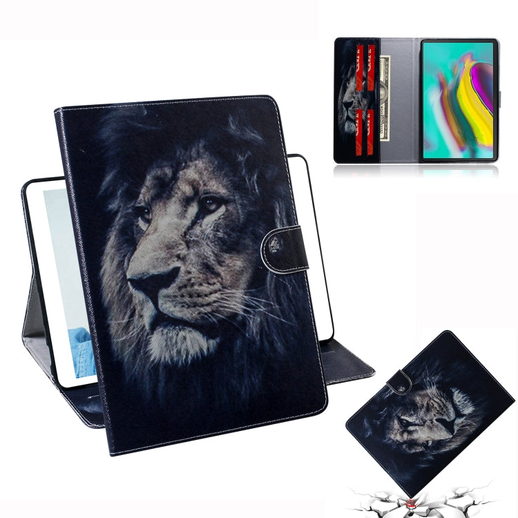 適用於三星 Galaxy Tab S5E T720 / T725  獅子圖案左右開皮套 帶支架&卡槽&錢包