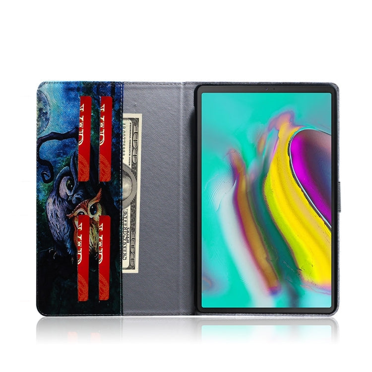 適用於三星 Galaxy Tab S5E T720 / T725  油畫貓頭鷹圖案左右開皮套 帶支架&卡槽&錢包