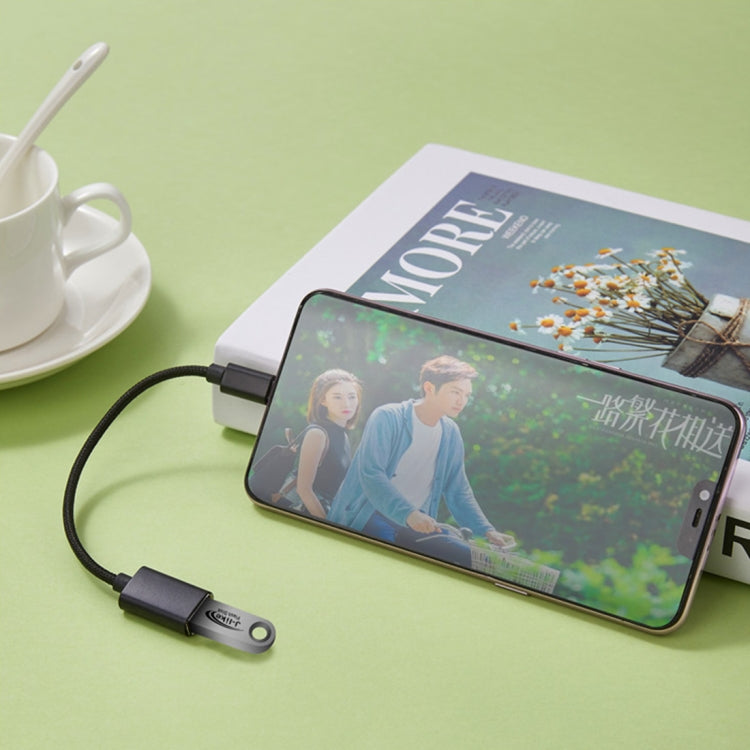 2A Micro USB 轉 USB 鋁合金軟管OTG線帶Type-C連接器 線長：24cm