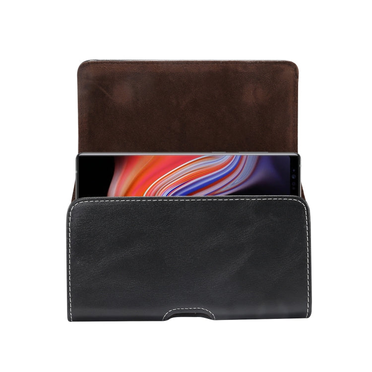 通用小羊皮紋鬆緊帶男士手機掛腰皮套，適合6.3英寸及以下手機