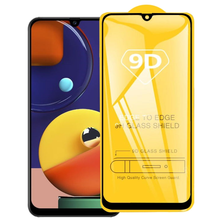 適用於Galaxy A50s 9D 絲印二強 全屏鋼化玻璃膜