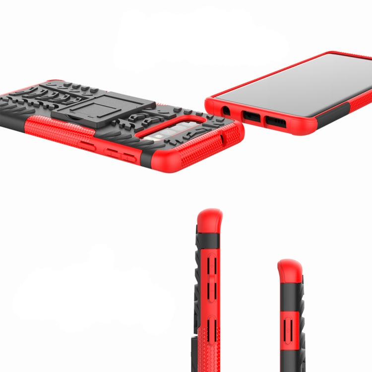 適用於三星 Galaxy S10 炫彩輪胎紋TPU+PC防摔手機保護殼 帶支架