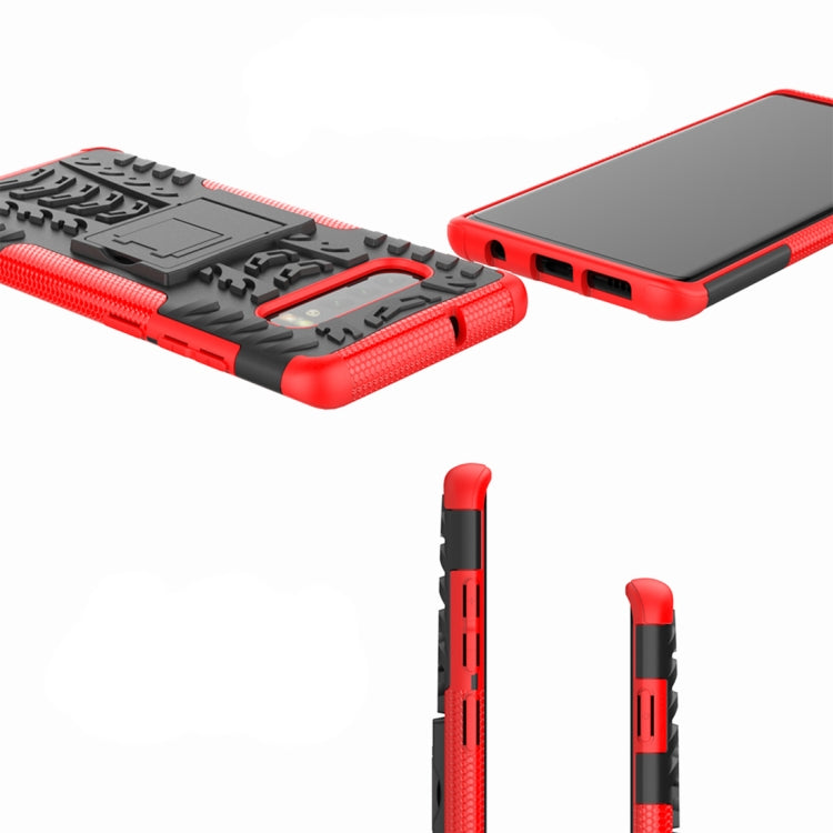 適用於三星 Galaxy S10+ 炫彩輪胎紋TPU+PC防摔手機保護殼 帶支架