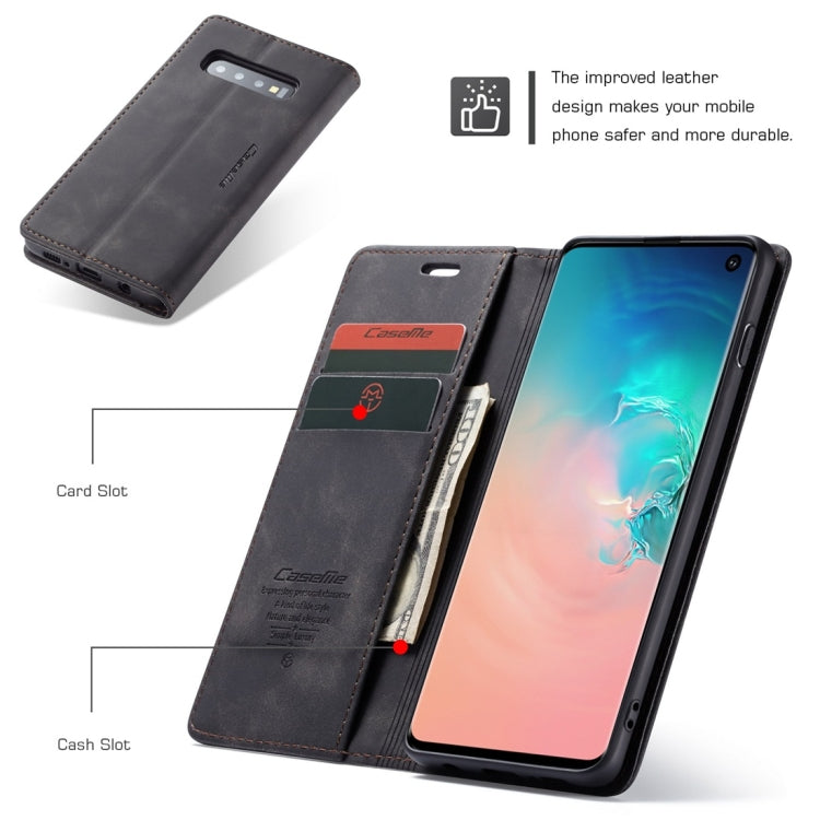 CaseMe-013 適用於Galaxy S10 多功能復古磨砂左右開皮套，帶支架&卡槽&錢包