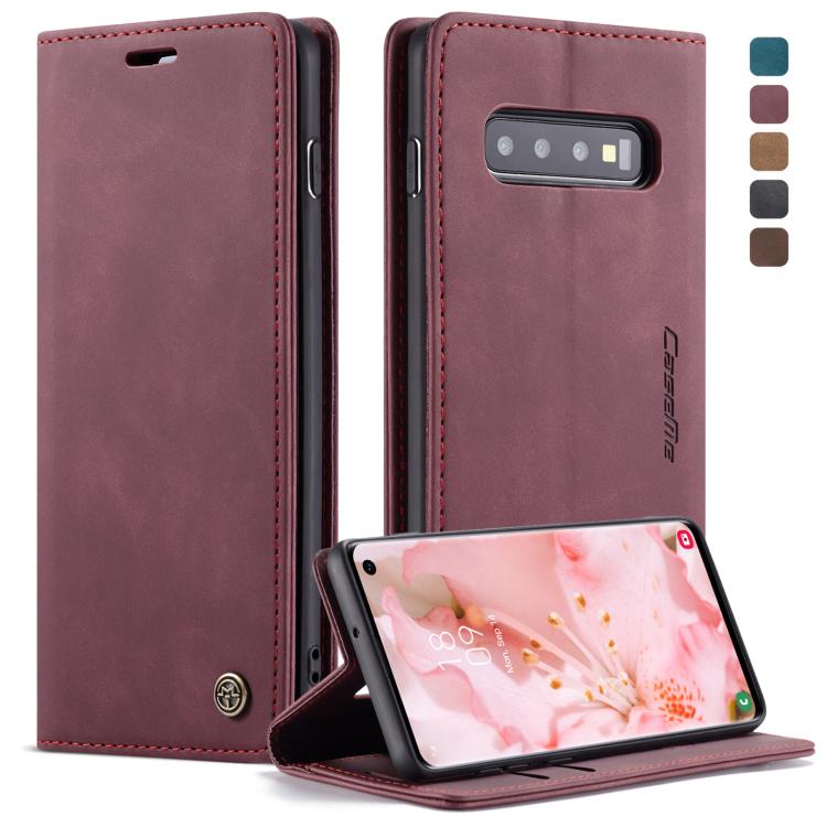 CaseMe-013 適用於Galaxy S10 多功能復古磨砂左右開皮套，帶支架&卡槽&錢包