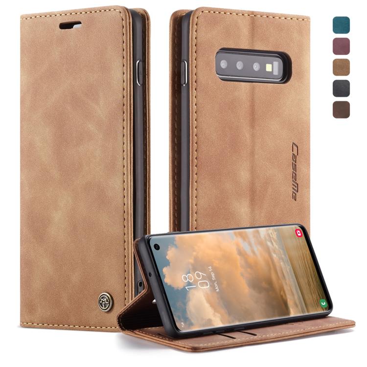 CaseMe-013 適用於Galaxy S10 多功能復古磨砂左右開皮套，帶支架&卡槽&錢包