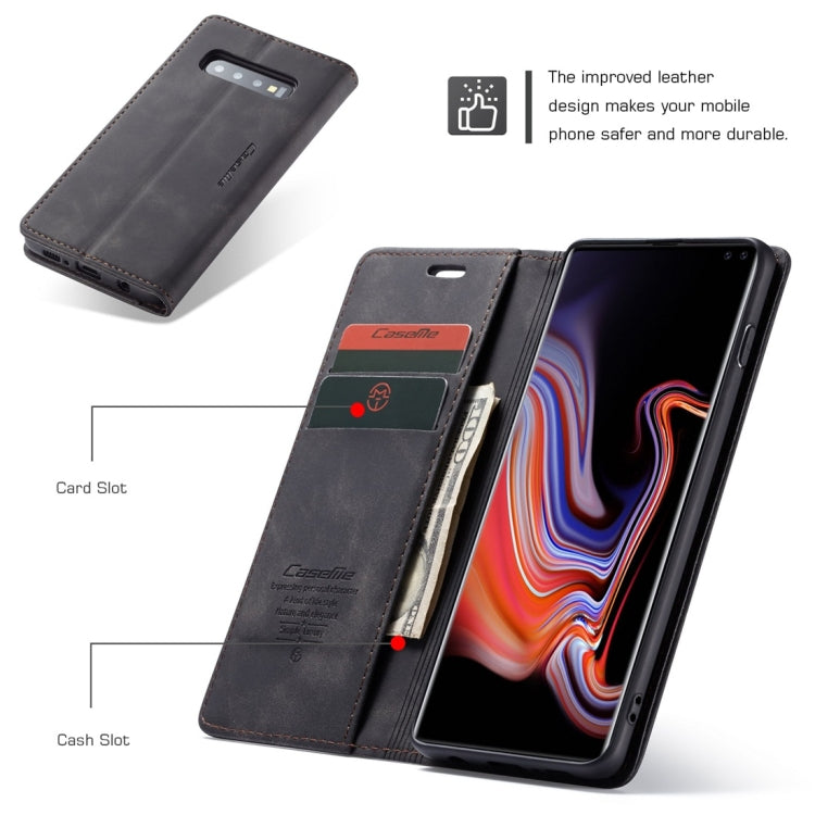 CaseMe-013 適用於Galaxy S10 Plus 多功能復古磨砂左右開皮套，帶支架&卡槽&錢包