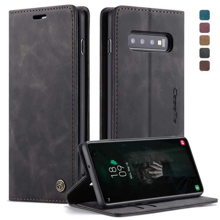 CaseMe-013 適用於Galaxy S10 Plus 多功能復古磨砂左右開皮套，帶支架&卡槽&錢包