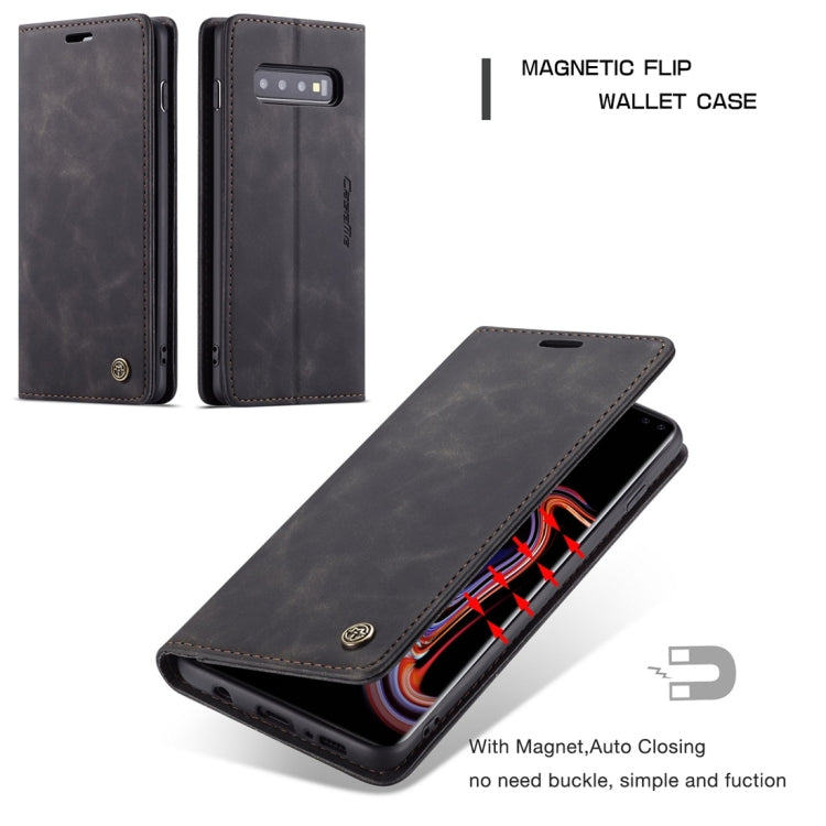CaseMe-013 適用於Galaxy S10 Plus 多功能復古磨砂左右開皮套，帶支架&卡槽&錢包