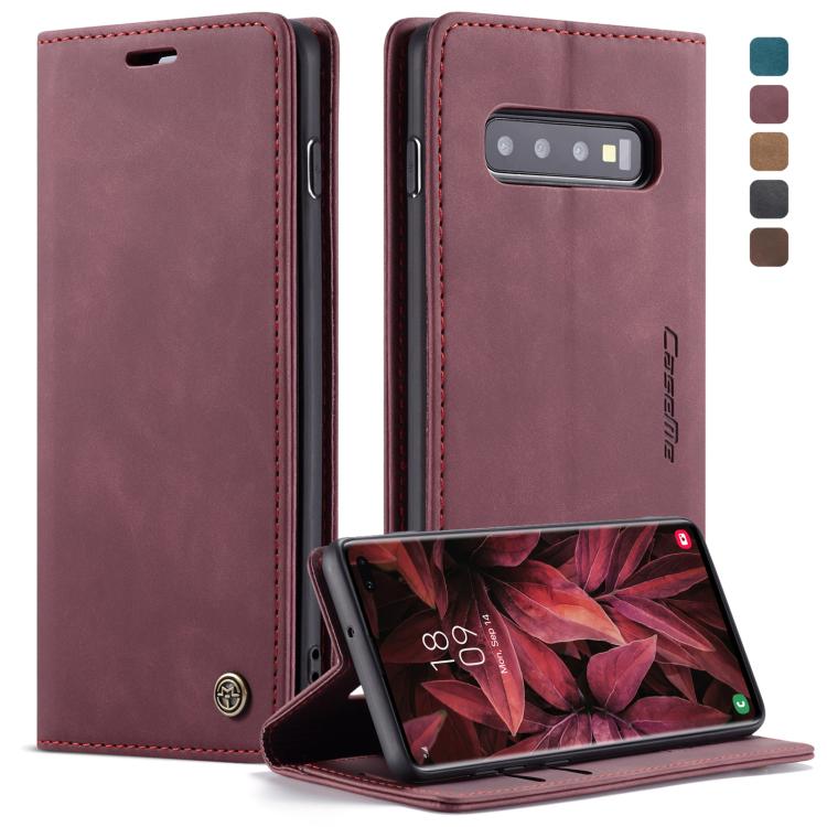 CaseMe-013 適用於Galaxy S10 Plus 多功能復古磨砂左右開皮套，帶支架&卡槽&錢包