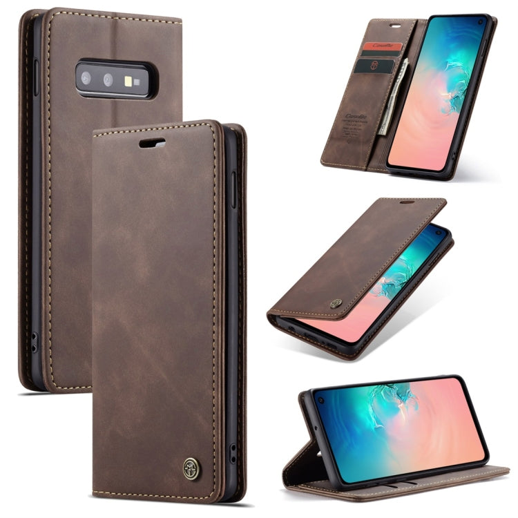 CaseMe-013 適用於Galaxy S10 E 多功能復古磨砂左右開皮套，帶支架&卡槽&錢包
