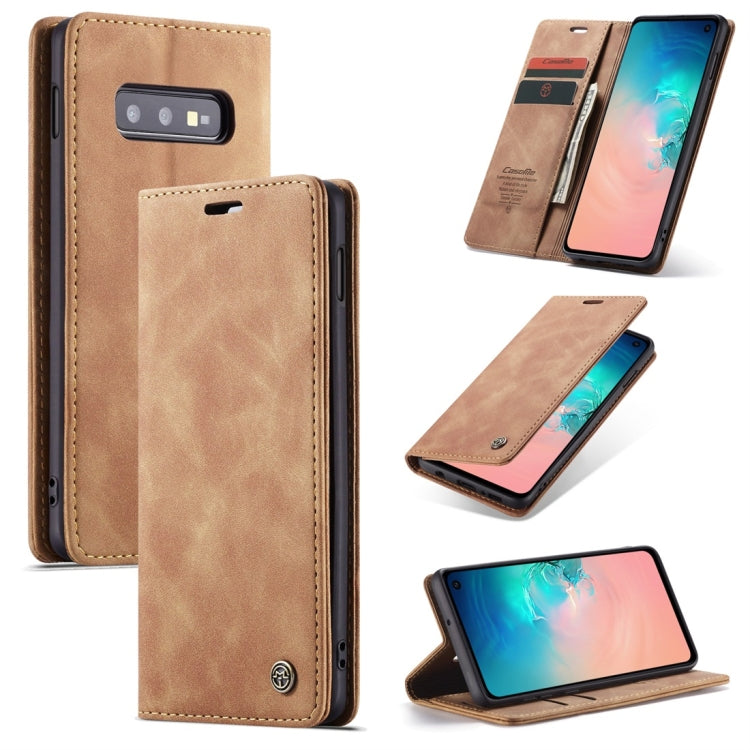 CaseMe-013 適用於Galaxy S10 E 多功能復古磨砂左右開皮套，帶支架&卡槽&錢包