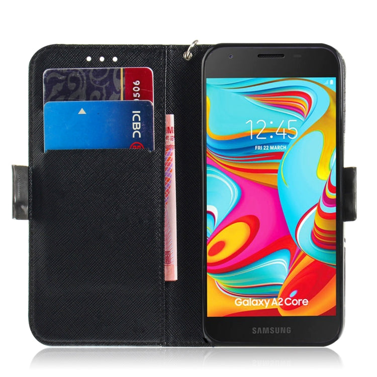適用於Galaxy A2 Core 3D彩繪懷抱貓圖案左右開皮套 帶支架&卡槽&錢包