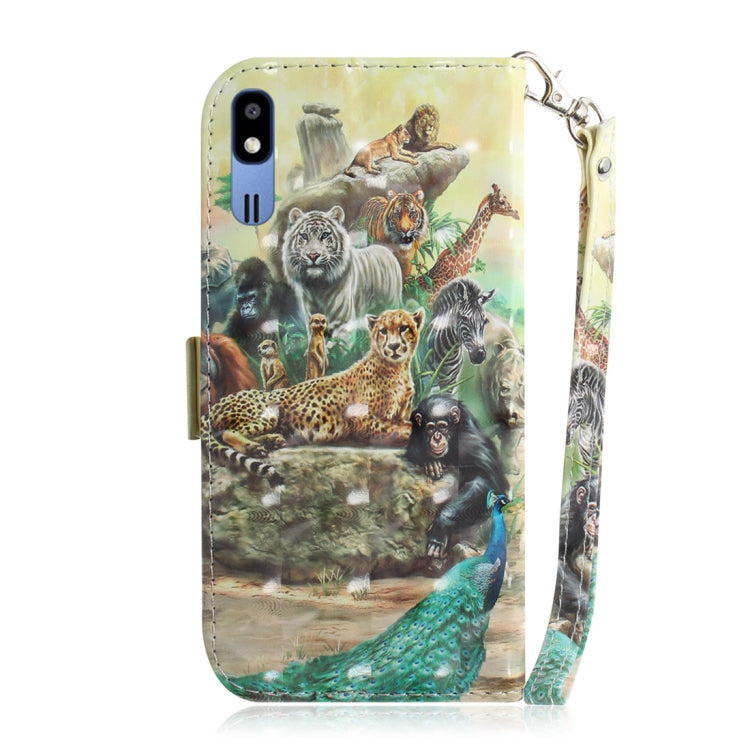 適用於Galaxy A2 Core 3D彩繪動物園圖案左右開皮套 帶支架&卡槽&錢包