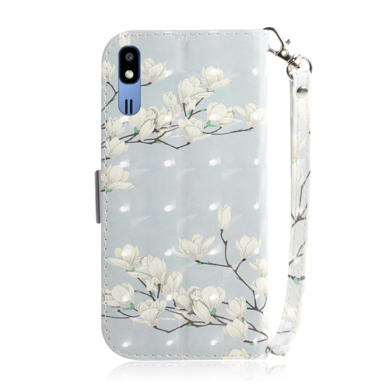 適用於Galaxy A2 Core 3D彩繪玉蘭花圖案左右開皮套 帶支架&卡槽&錢包