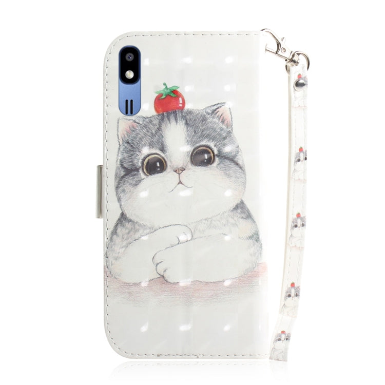 適用於Galaxy A2 Core 3D彩繪萌貓圖案左右開皮套 帶支架&卡槽&錢包