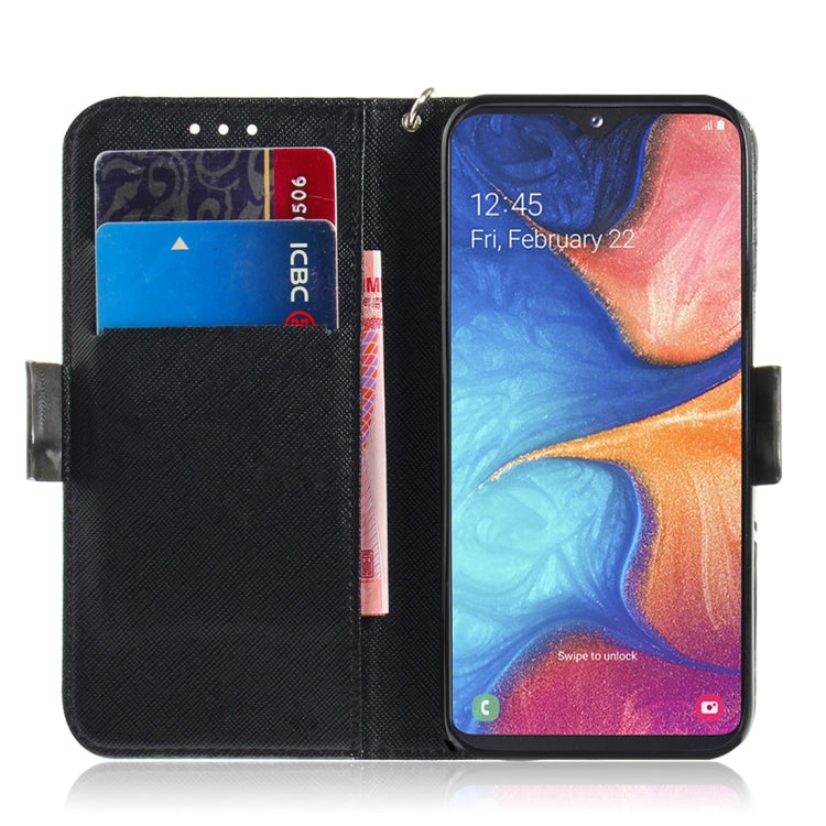 適用於Galaxy A20e 3D彩繪懷抱貓圖案左右開皮套 帶支架&卡槽&錢包