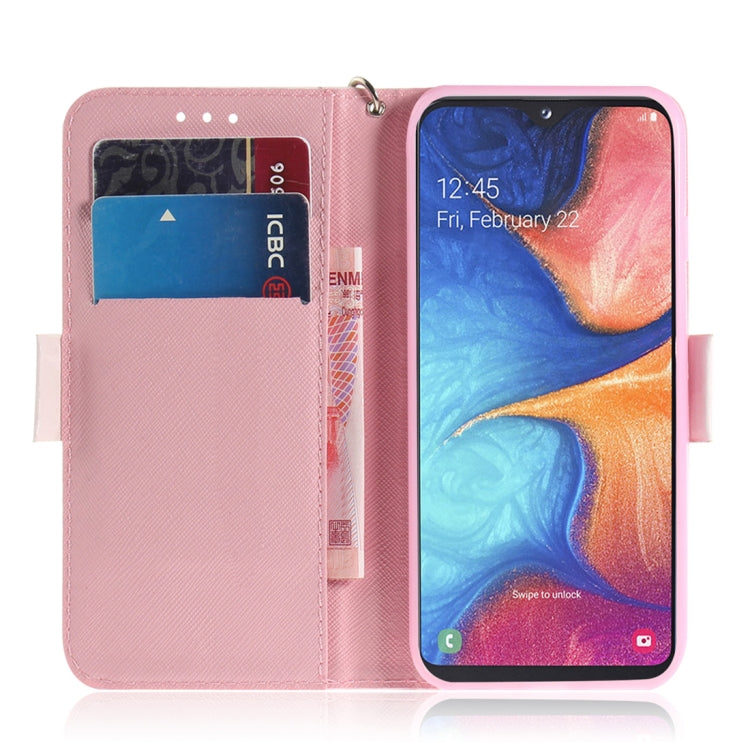 適用於Galaxy A20e 3D彩繪黑白貓圖案左右開皮套 帶支架&卡槽&錢包