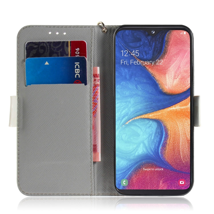 適用於Galaxy A20e 3D彩繪萌貓圖案左右開皮套 帶支架&卡槽&錢包