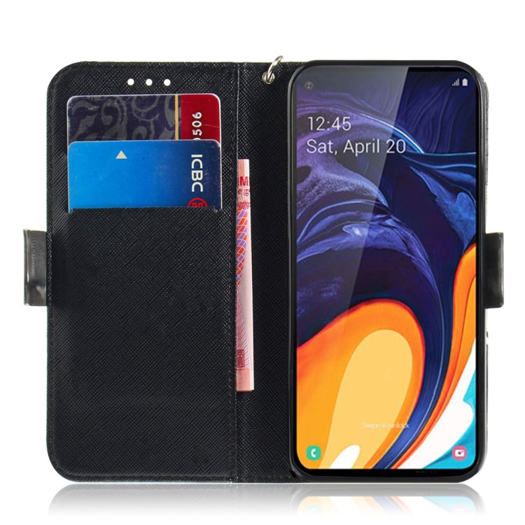 適用於Galaxy A60 3D彩繪懷抱貓圖案左右開皮套 帶支架&卡槽&錢包