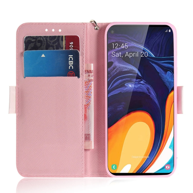 適用於Galaxy A60 3D彩繪愛心熊圖案左右開皮套 帶支架&卡槽&錢包