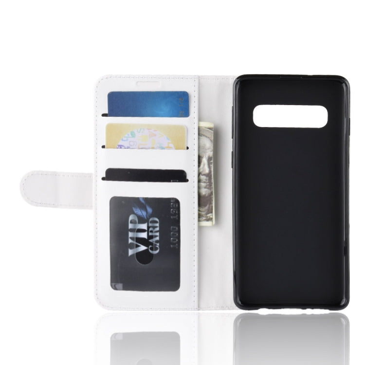 適用於三星Galaxy S10+ R64紋單折邊左右開皮套 帶支架&卡槽&錢包