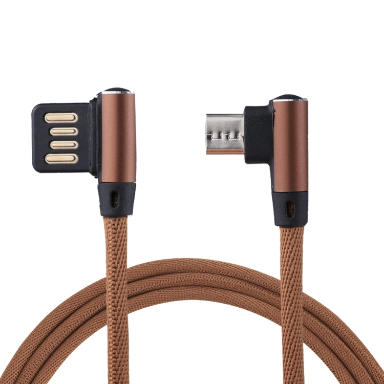 2.4A輸出 USB 轉 Micro USB 雙彎頭尼龍編織充電數據線 長度：1m