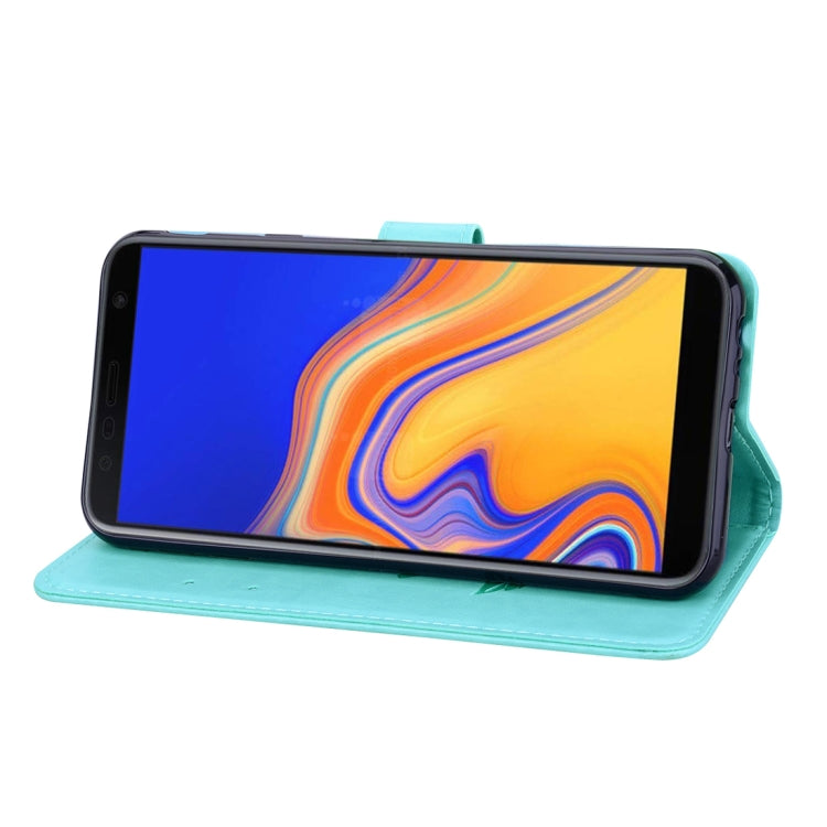 適用於三星 Galaxy J4 Plus 玫瑰壓紋左右翻蓋皮套 帶支架&卡槽&錢包