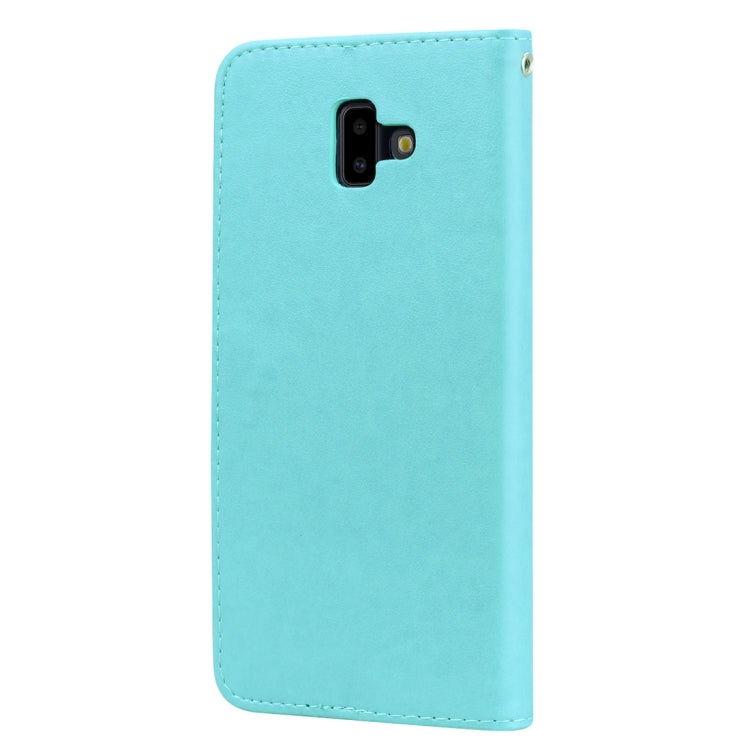 適用於三星 Galaxy J6 Plus 玫瑰壓紋左右翻蓋皮套 帶支架&卡槽&錢包