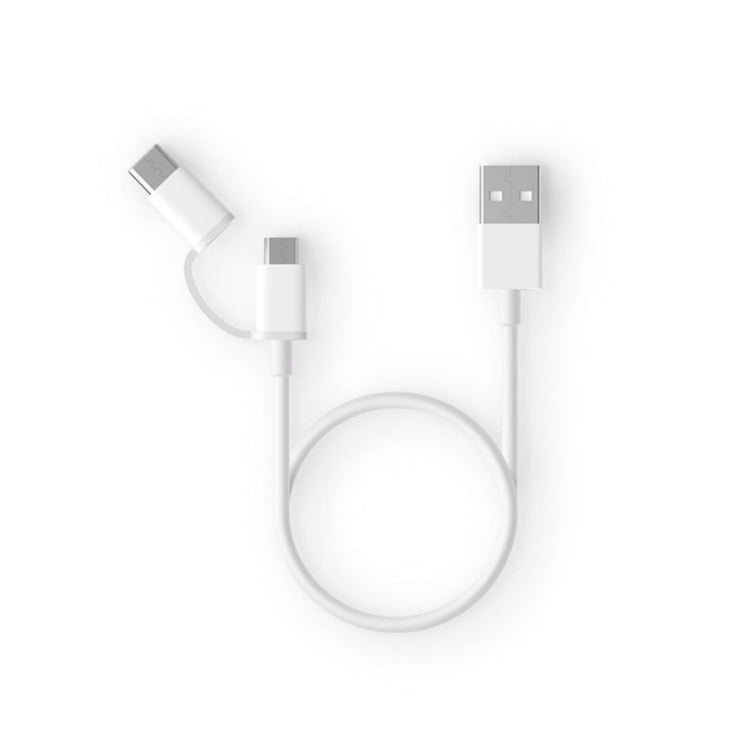 2.4A QC3.0 USB轉Micro USB+Type-C 一拖二快速充電+數據傳輸 TPE數據線，線長：30cm