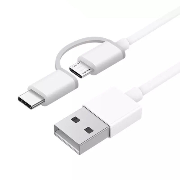 2.4A QC3.0 USB轉Micro USB+Type-C 一拖二快速充電+數據傳輸 TPE數據線，線長：30cm
