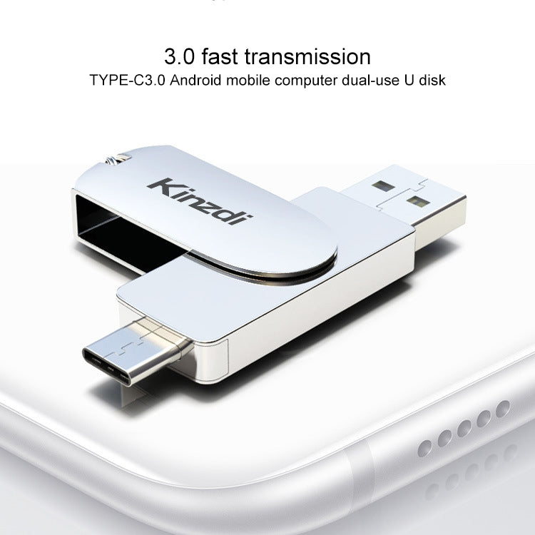 Kinzdi 256GB USB 3.0 + Type-C 3.0 接口金屬旋轉U盤V11
